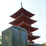 幸田露伴のお墓から本門寺の五重塔を見上げる