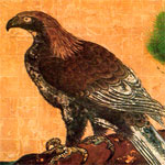 幕府の御用絵描きだった狩野探幽が描いた「松鷹図」（二条城。描かれたのは寛永3年（1626年、家光が将軍在位中）　※「パブリックドメインの絵画（根拠→）」を使用　出典：『狩野探幽（日本美術絵画全集）』（集英社）