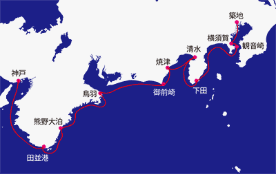 「一度の転覆もなくここまで達せしは実に我ら夫婦は幸運の者と自分ながら感じ入り・・・」（田並港にて川上音二郎）