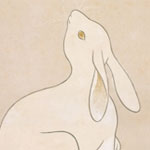 小林古径の「兎図」。ひょっとしたら、左の志賀と写っているウサギだったりして？　※「パブリックドメインの絵画（根拠→）」を使用　出典：東京富士美術館／収蔵品／小林古径「兎図」→